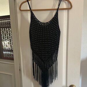 Black Beaded Fringe top